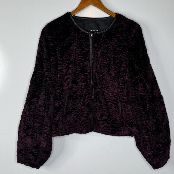 Trouvé Plum Faux Fur Coat Size Small - Picture 1 of 5